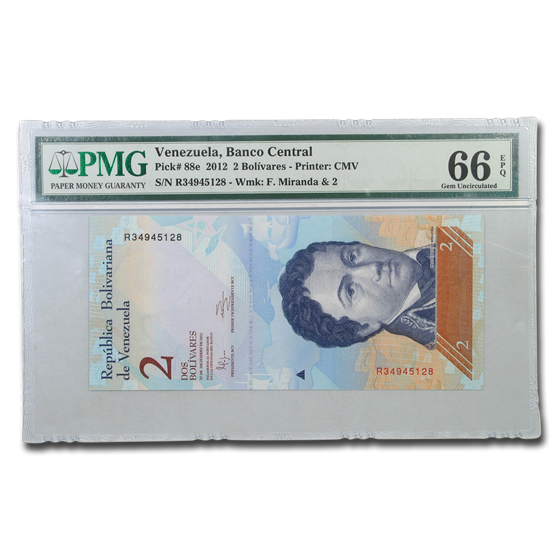 2012 Venezuela 2 Bolivares De Miranda CU-66 EPQ PMG 2012 Venezuela 2 Bolivares De Miranda CU-66 EPQ PMG